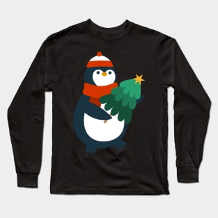 Penguin with Christmas tree Long Sleeve T-Shirt